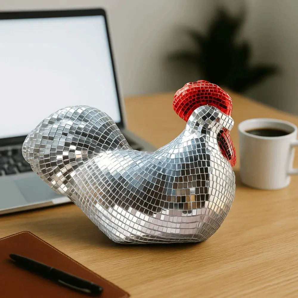 High Quality Creative Mirror Disco Balls Chicken Shape Exquisite Statue Chicken Sculptures Models Home Decor