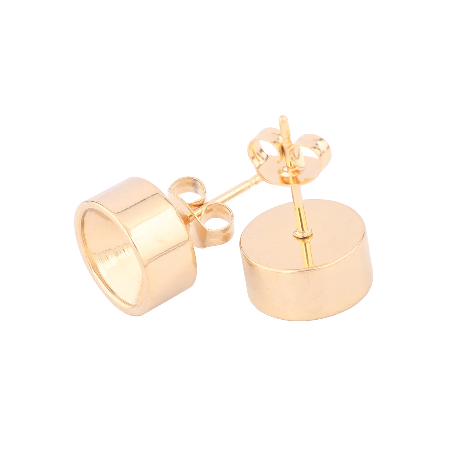 10pcs Stainless Steel Gold Plated Post Earring Bezel Setting Blanks Studs For ss39 Gem Stones Diy Jewelry Making Supplies image 4