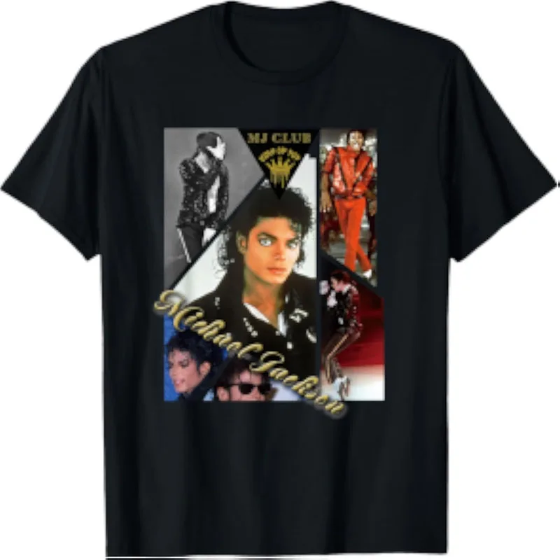 Club Vintage Collage Portrait Graphic T-Shirt King Of Pop Music Fan Short Sleeve Tee