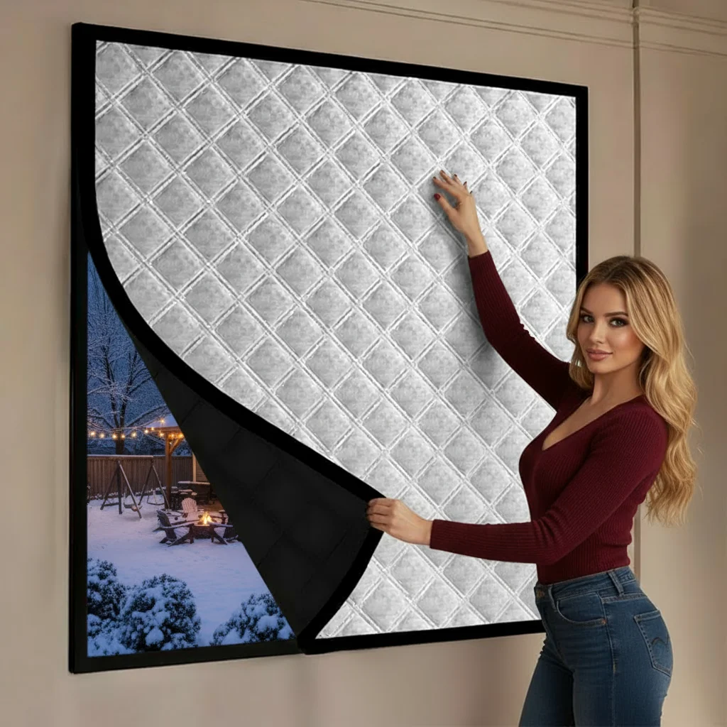 1P Thermo-Fensterfolie ohne Bohren, verdickte, selbstklebende Isolierabdeckung, einfach zu installieren, kaltblockierendes Design für warmes Winterhaus