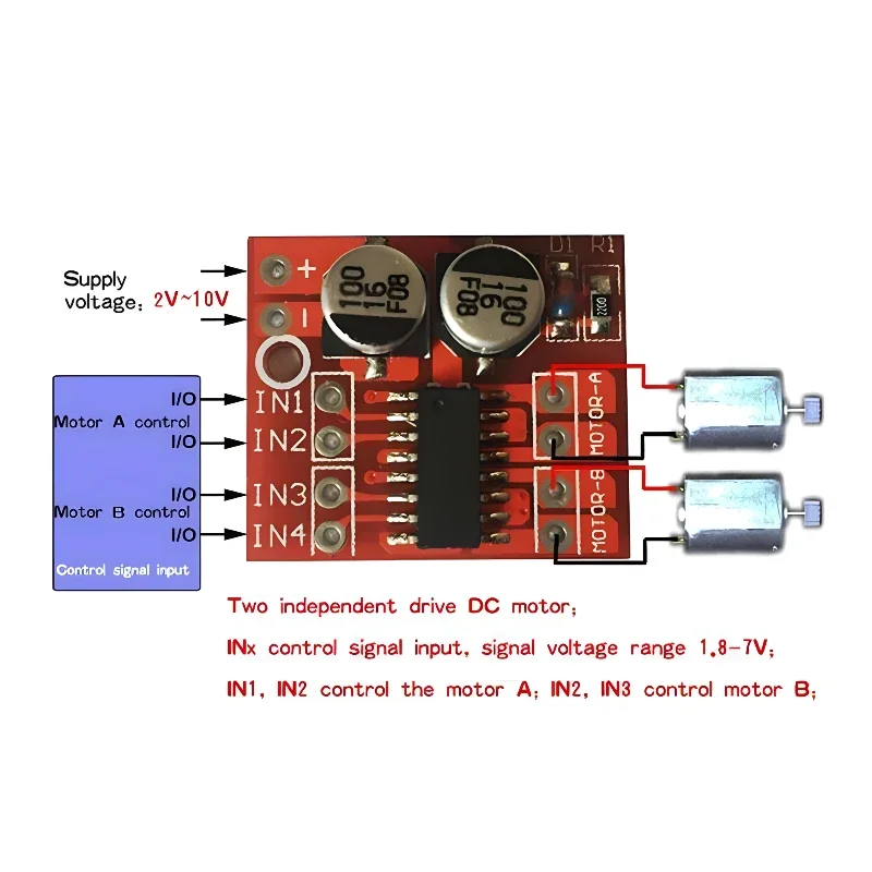 Picture 7: L298N DC motor drive module L298N stepper motor intelligent automotive robot breadboard Peltier high-power Arduino