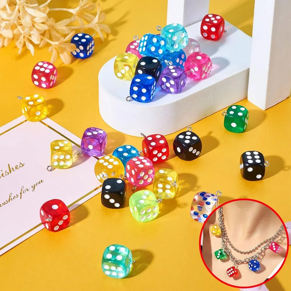 

3/7/13pcs Multi-color Dice-shaped Pendants,DIY Bracelets Necklaces Earrings,Halloween Valentine's Day Gift DecorationAccessories