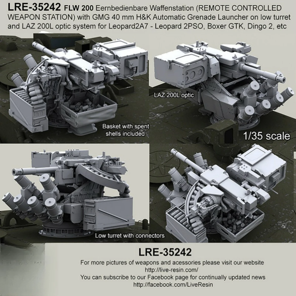 1/35 Resin unpainted model kit, military theme, 40MM GMG low turret unassembled and unpainted GK