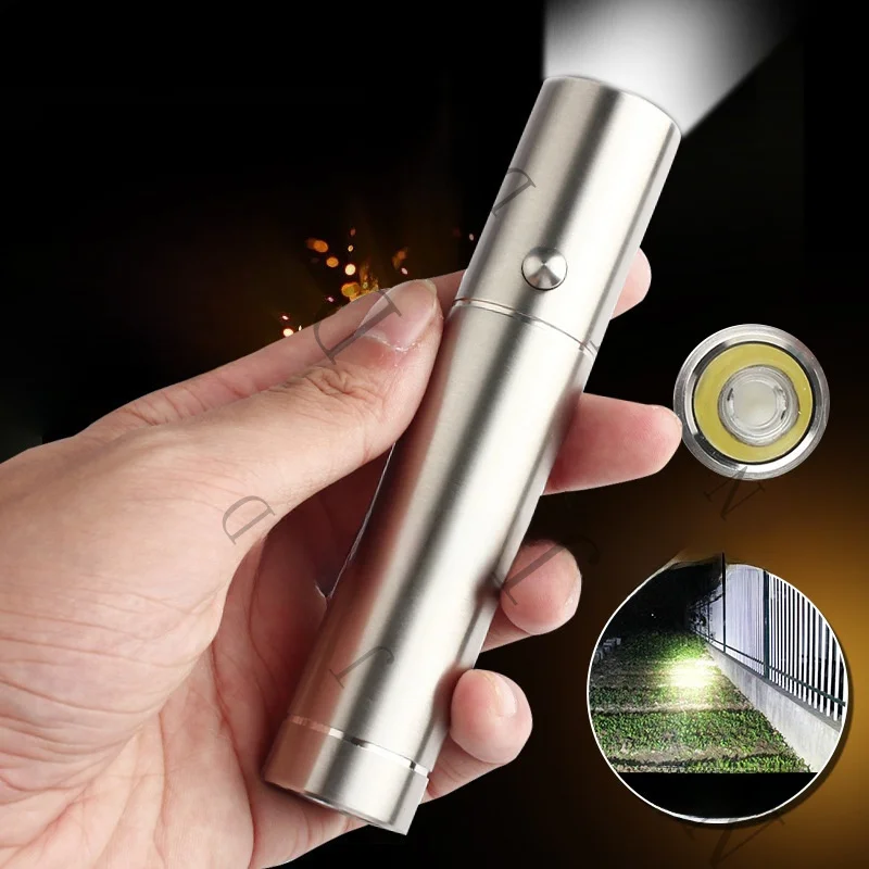 Strong Light Long Life Stainless Steel Wear-Resistant And Anti-Drop Flashlight Lens Rechargeable Battery