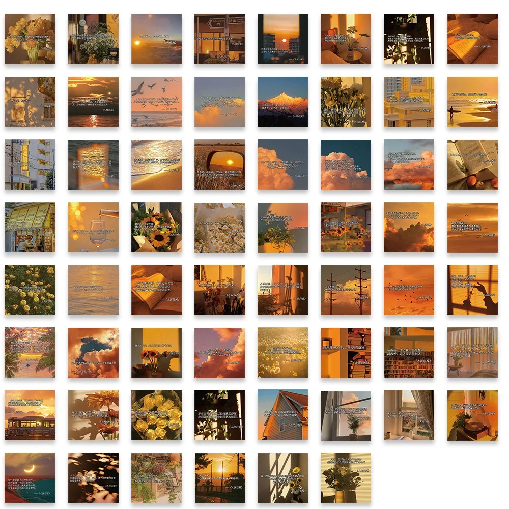 Autocollant de dessin animé paysage pour iPad, graffiti, tasse à eau, bricolage, autocollant mural, cahier, décoration de planche à roulettes, 50 pièces