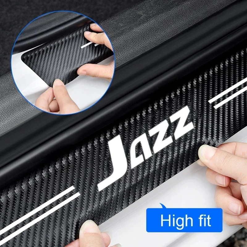 Luminous Car Threshold Door Pedal Strips for Honda Jazz Logo Rear Trunk Sill Bumper Protector Sticker Anti-Scratch Guard Decals
