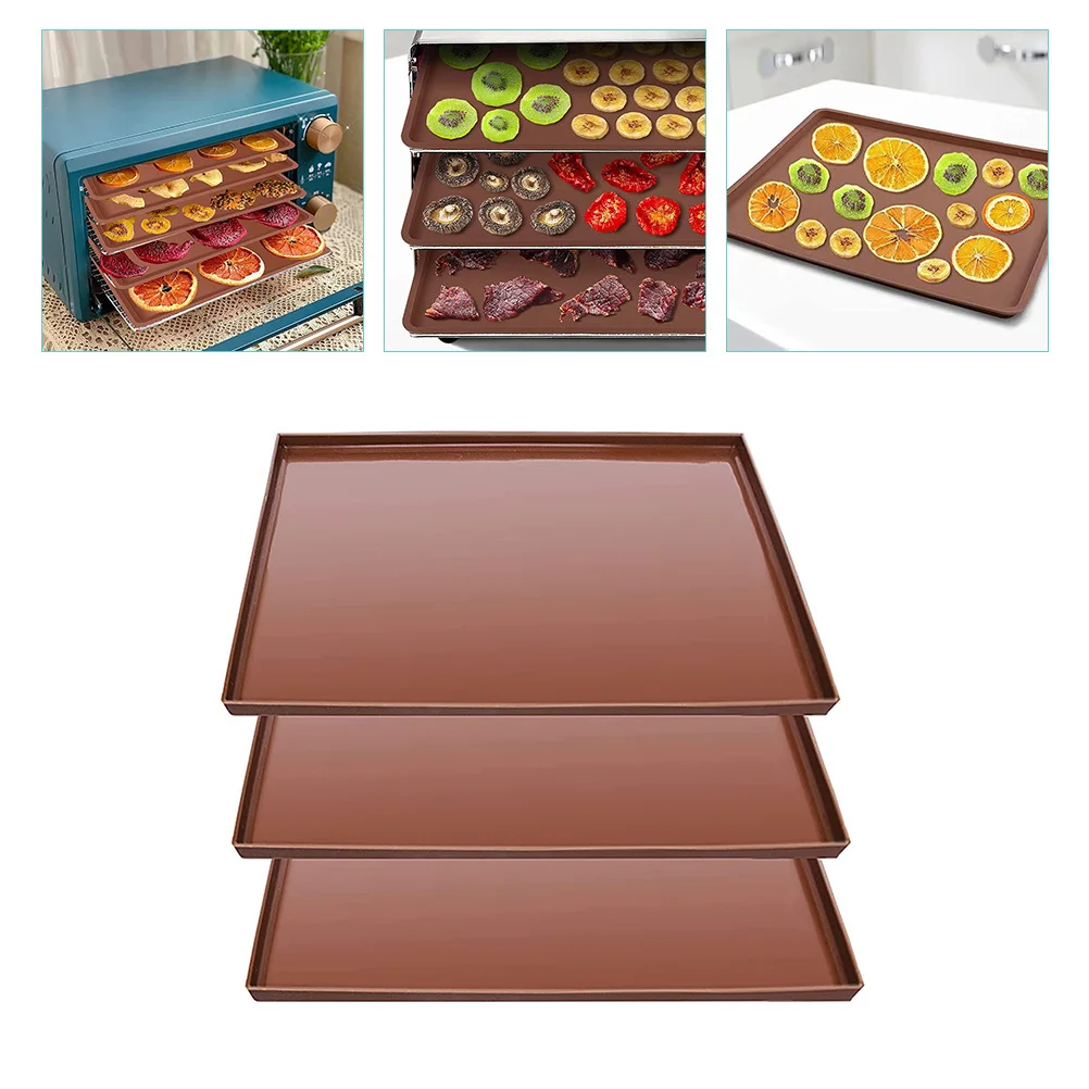 

3Pcs Silicone Dehydrator Sheets High Temperature Resistant Reusable Tray Liners for Fruit Meat Vegetable Drying Baking