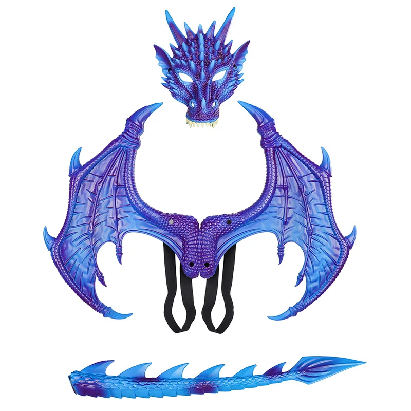 Costume de dragon animal pour enfants, cadeau d'Halloween Pourim, fête de carnaval, ensemble de cosplay pour garçon, queue d'aile, jour des enfants, 5 à 14 ans