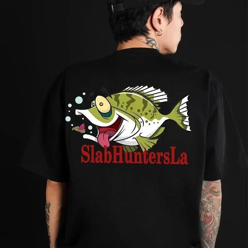 

Fishing Short Sleeved T-shirt Japanese Outdoor Roada Top Sea Fishing Loose Half Sleeve Pure Cotton Men's and Women's T-shirt