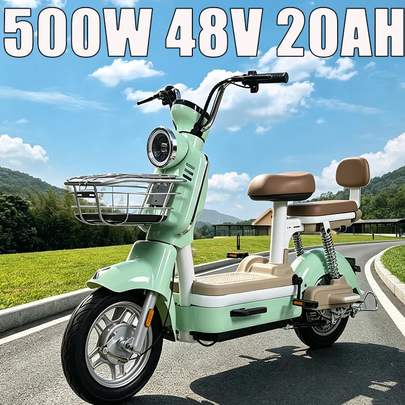 500W48V20Ah Two Wheel E-Moped With Foot Pedals Lightweight City Commuter Electric Scooter For Parent-child School Pickup Travel