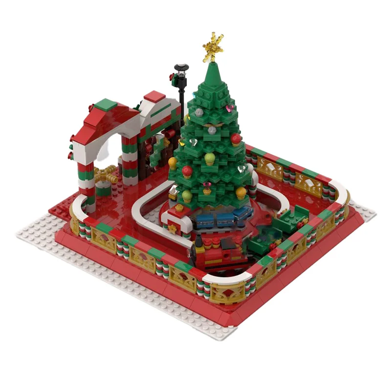 992 PCS Winter Village Christmas Creative Train Tourism MOC Building Block Model Children Technology DIY Set Assembly Toy Gifts