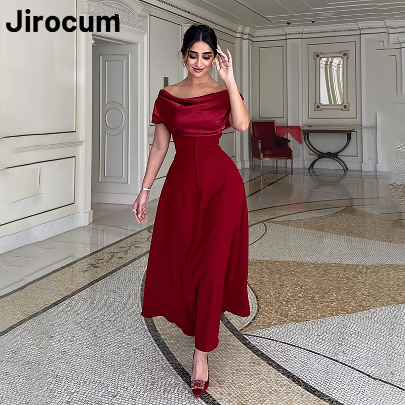 Jirocum elegante A-Linie Ballkleider Frauen schulter frei Knopf oben Party Abendkleid knöchel bodenlangen besonderen Anlass Kleider