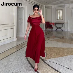 Jirocum Elegant A-Line Prom Dresses Women's Off Shoulder Button Up Party Evening Dress Ankle Floor Length Special Occasion Gowns