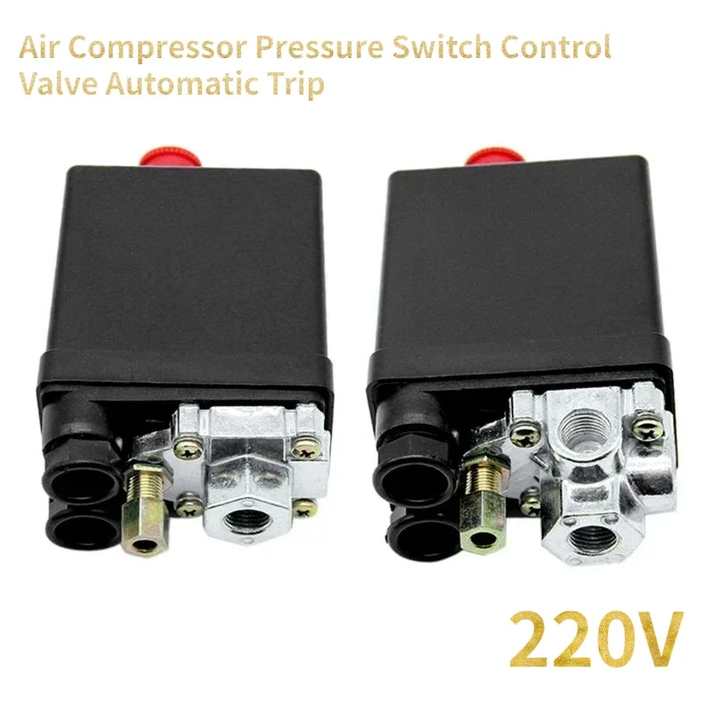 

220V Heavy Duty Air Compressor Pressure Switch Control Valve Automatic Trip 90-120PSI 1/4 Port for Small Compressing Machine