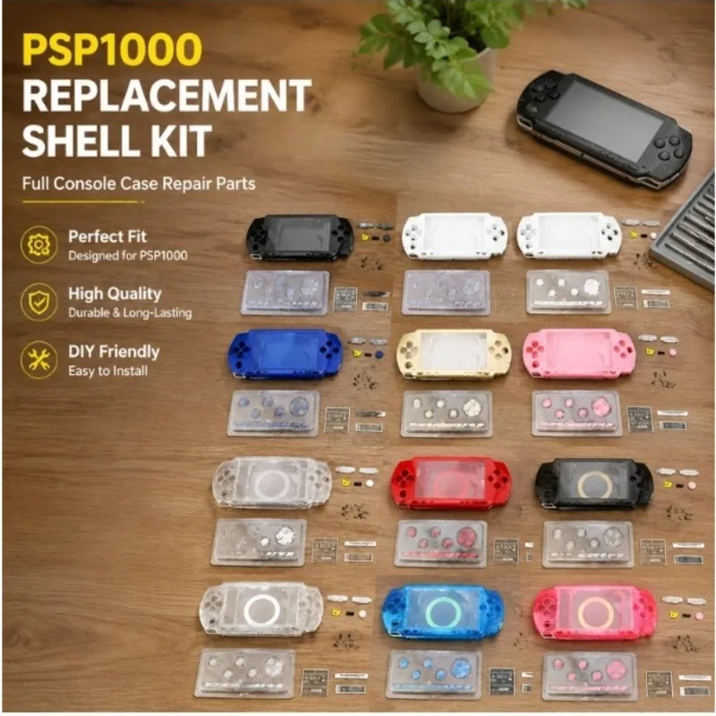Full Replacement Housing Shell Kit Compatible with PSP1000 Handheld Console Repair Parts