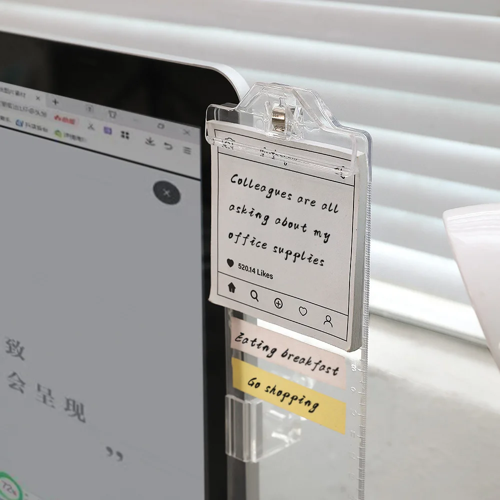 Monitor Memo Board Screen Side Sticky Note Holder Reminder Organizer Desktop Computer Screen Side Memo Pad Holder Clip