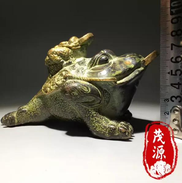 Chinese Fengshui Bronze Gilt Wealth Money Coin Toad Bufo Frog Lucky Statue #2