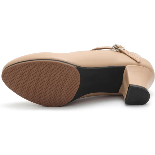 Imagen 2 del producto Zapatos de baile con carácter y correa en T para mujer, tacones de baile de salón antideslizantes para Salsa latina Tango