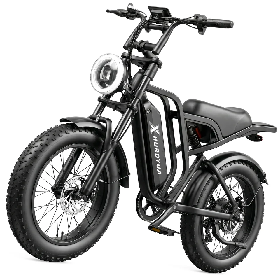 XHURDYUA Electric Bike for Adults 1500W Peak 20"x4" All-Terrain Fat Tire Dirt E-Bike | 48V 15Ah Removable Battery, Dual Suspension, 7-Speed Commuter Bicycle with LED Display, UL 2849 Certified