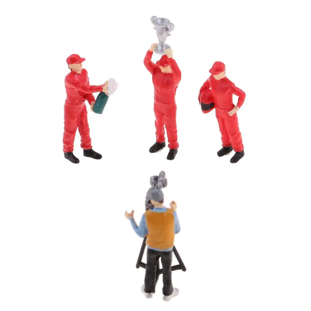 5 قطع 1/64 مقياس نموذج سباق السيارات أرقام ملعب مشهد أطقم ألعاب أطفال ، أحمر ، كما هو موضح