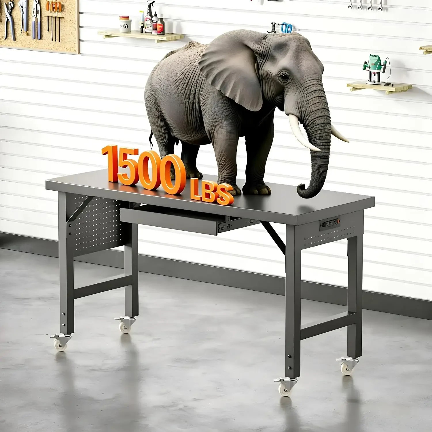 Heavy Duty Workbench Legs, 1500 LBS Load Metal Standing Desk Legs Height Adjustable 27.5