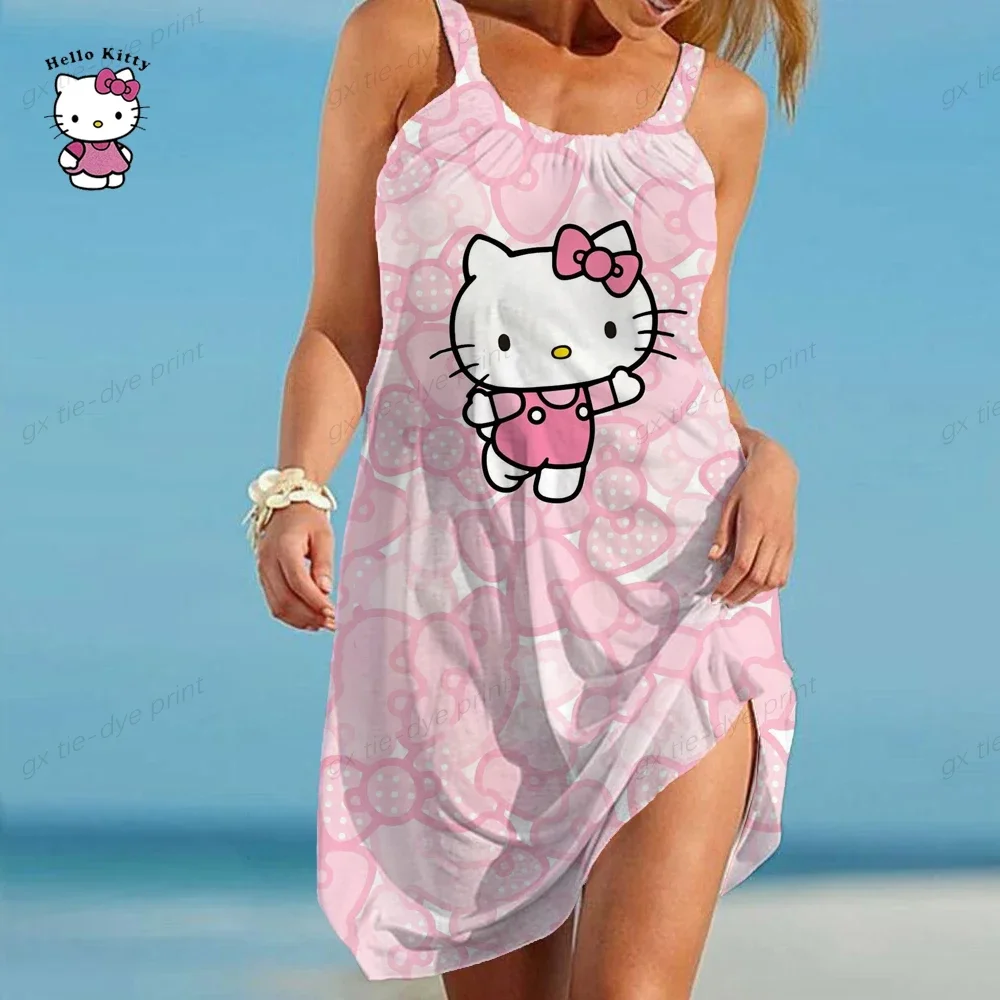 Dresses Women Chiffon Summer Beach Vacation Sundress Hot Sale Elegant Hello Kitty Popular Trendy Classic Retro Chic New Cozy