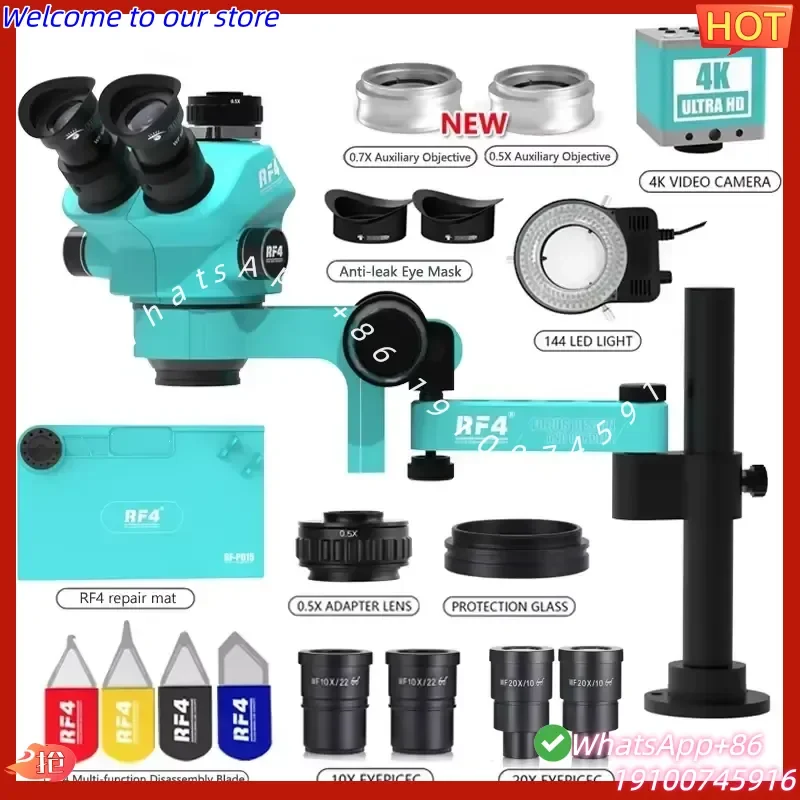 2026 4K Version RF4 Triocular Stereo Microscope Kit | Ultra-High Definition Imaging Facilitates Scientific Observation
