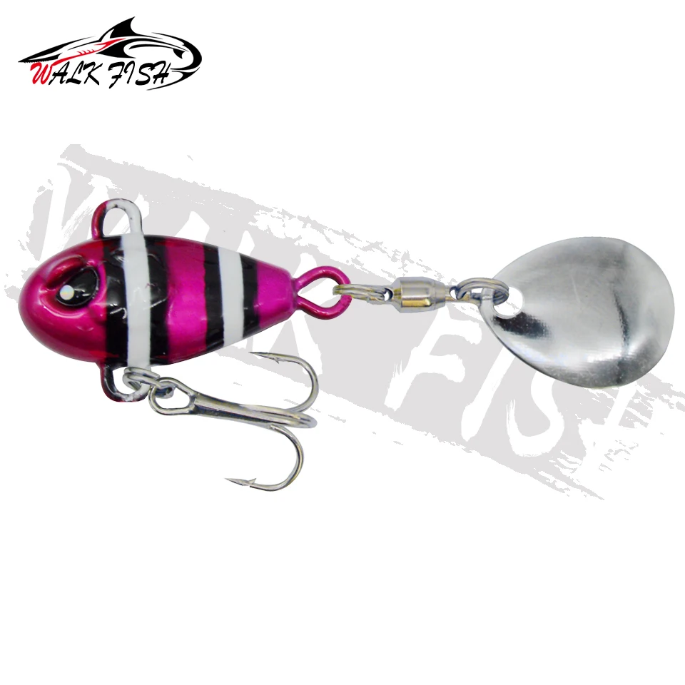 SPAZIERGANG FISCH 1PCS Neue Schwanz Spinning 14g Balance Rotierenden Metall Jig VIB Vibration Köder Spinner Löffel sinkende Köder Angeln Locken Pesca – Detail 11