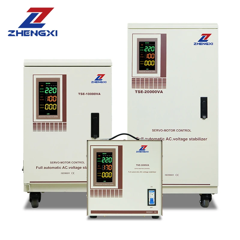 SINGLE PHASE ปรับแรงดันไฟฟ้าอัตโนมัติ Stabilizer SVC 3KVA 5KVA 10KVA เซอร์โวมอเตอร์ประเภท Full Power 220V AC แรงดันไฟฟ้าป้องกัน