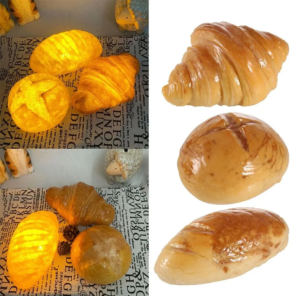 Creative LED Croissant Light Simulation Bread Lights Bread Store Baking Room Decor Lamp Home Decoration For Christmas Kids Gift