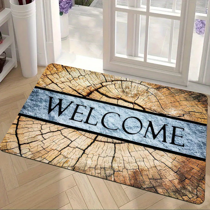 Stone Pattern Welcome Doormat Non Slip Washable Entryway Floor Mat Rustic Indoor Outdoor Front Door Home Decor