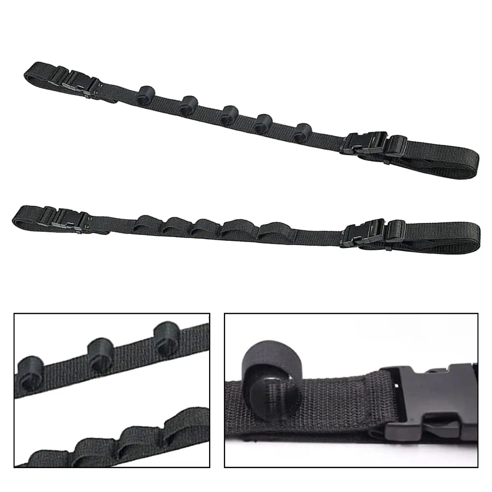 2Pcs Black Nylon Vehicle Fishing Rod Holder Straps Fishing Pole Roof Rack Universal 5 Rod Capacity for Truck Home Garage Van SUV