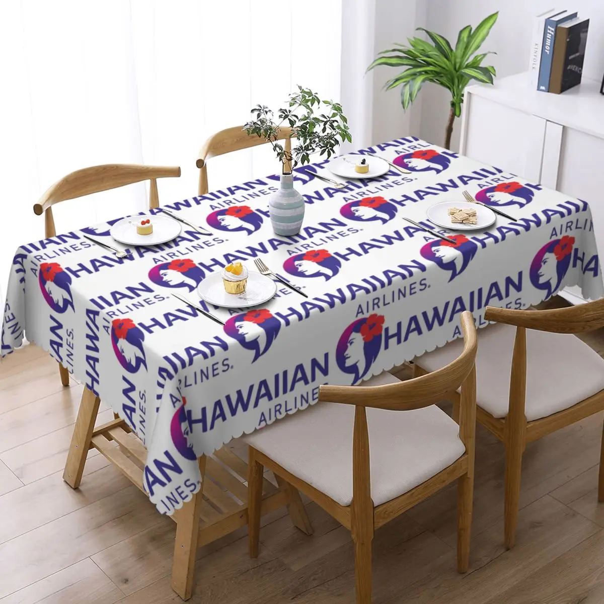 Hawaiian Airlines Customized Rectangular Tablecloth Oilproof Table Cover for Festival Party Decorations Table Cloth