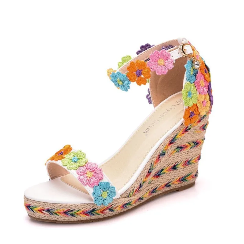 9 cm fish mouth wedge heel large size sandals waterproof platform sandals splint support Roman sandals fashion shoes.