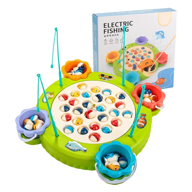 

Fish Catching Game For Kids Magnetic Fishing Plate Toy Electric Rotating Musical Fish Catching Board Toy Early Education