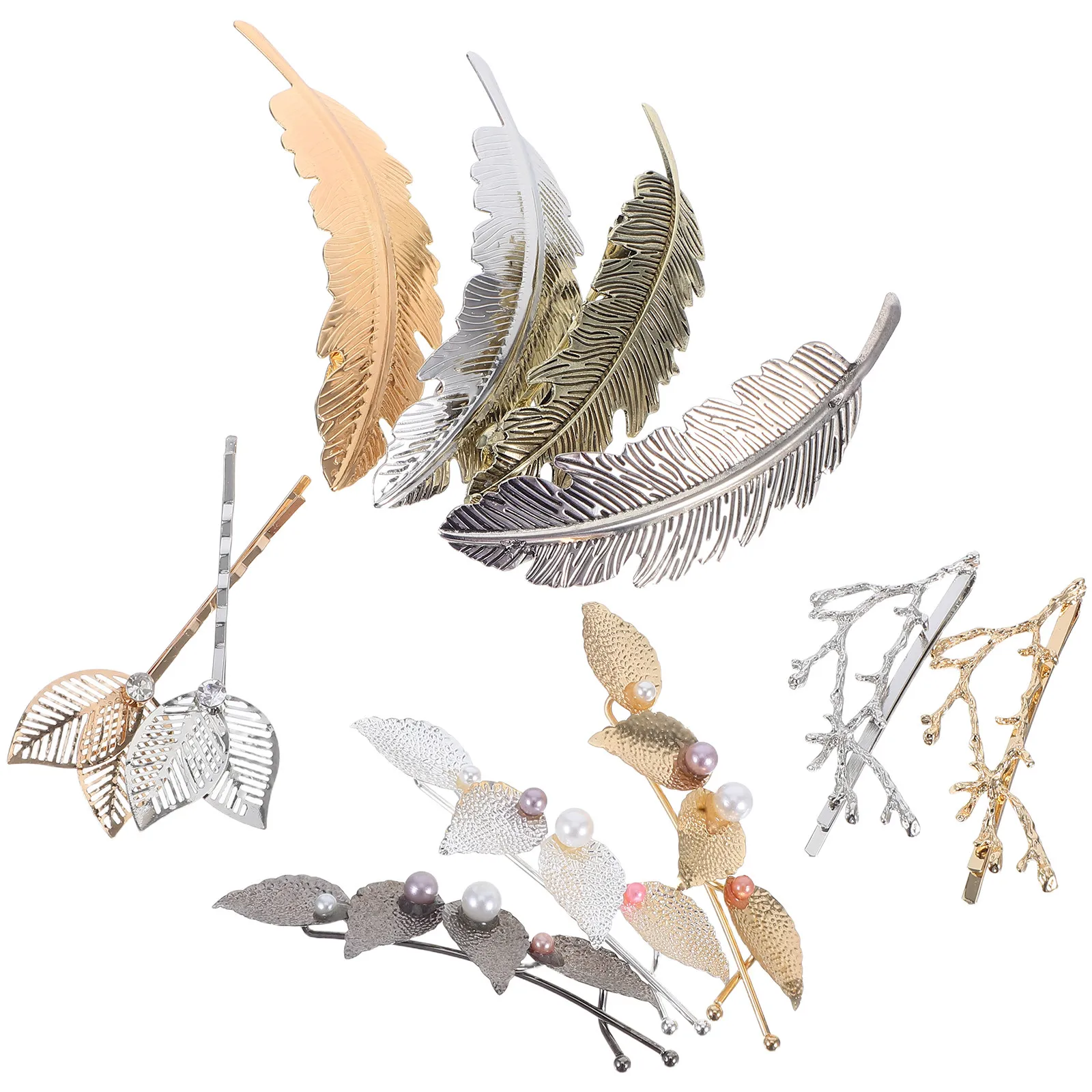 

Набор из 11 заколок для волос с жемчугом: металлические заколки-листья в ретро-стиле, зажимы для челки, аксессуары для волос для женщин и девушек, жемчужные заколки