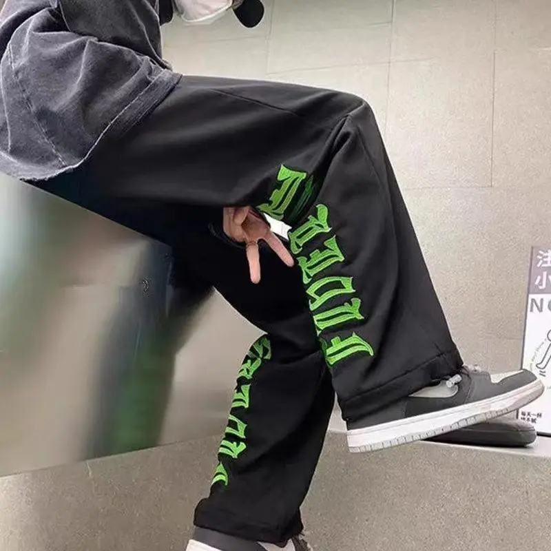 National TidehiphopHip Hop Draping Long PantsinsAmerican Fried Street Letter Fashion Loose Straight Casual Mopping Pants