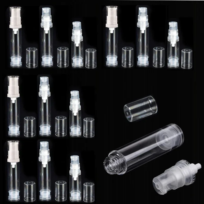 

100Pcs Portable 5-15ml Mini Plastic Airless Spray Bottle Vacuum Lotion Pump Bottles Refillable Travel Perfume Sample Containers