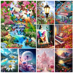 5D DIY Diamond Painting Scenery Animal Flower Castle Diamond Embroidery Painting Full Round Diamond Mosaic DIY Home Decor Gifts