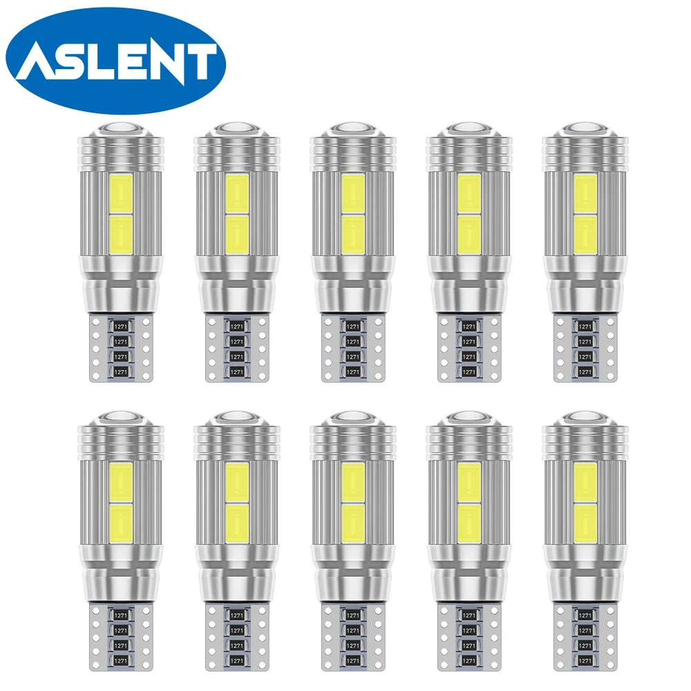 10 Chiếc W5W LED T10 Bóng Đèn LED 5630 10SMD Cho Đỗ Xe Ô Tô Vị Trí Đèn Nội Thất Bản Đồ Mái Vòm Đèn 12V trắng Đèn Tự Động 6500K