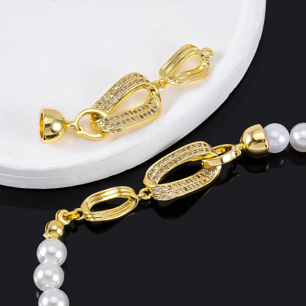 1/3/5pcs 18K Gold Color Copper Plated Gold & Rhodium color Necklace Connection Closing Buckle For DIY Jewelry Making Accessories