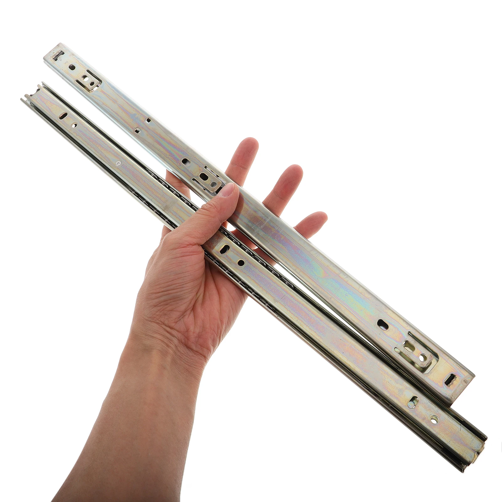 2 قطعة دائم الأسود المجلفن الشريحة السكك الحديدية لوحة المفاتيح درج المنظم الثقيلة الكرة تحمل الشرائح عملية سلسة استخدام متعدد الاستخدامات #1