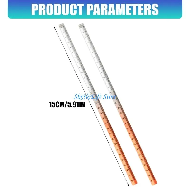 E65E 2 Buah Penggaris Warna-warni Bening Penggaris Akrilik Anak untuk Sekolah, Penggaris dengan Milimeter dan Inci,