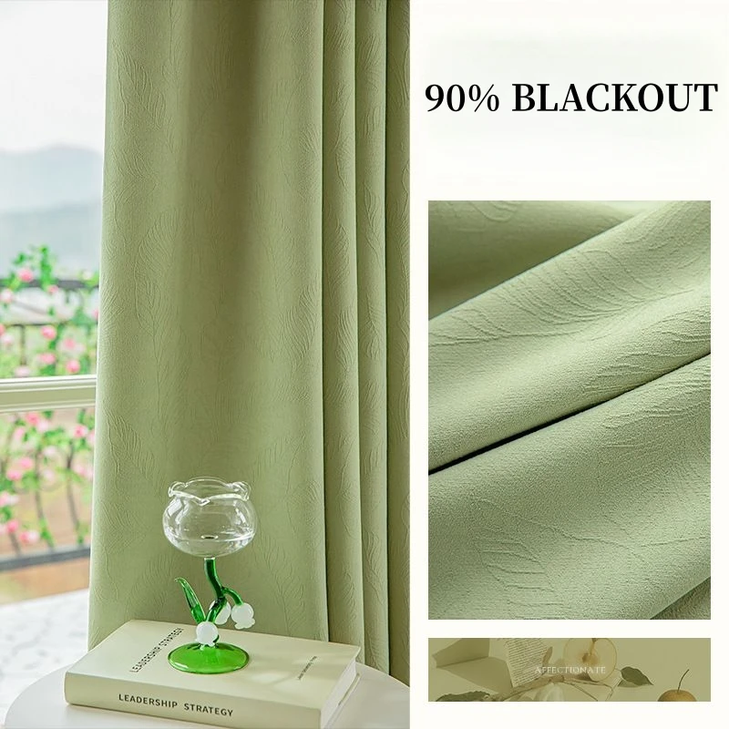 Custom Made Solid Color Blackout Curtains 90% Blackout Bedroom Living Room Thick Shading Insulation Curtains