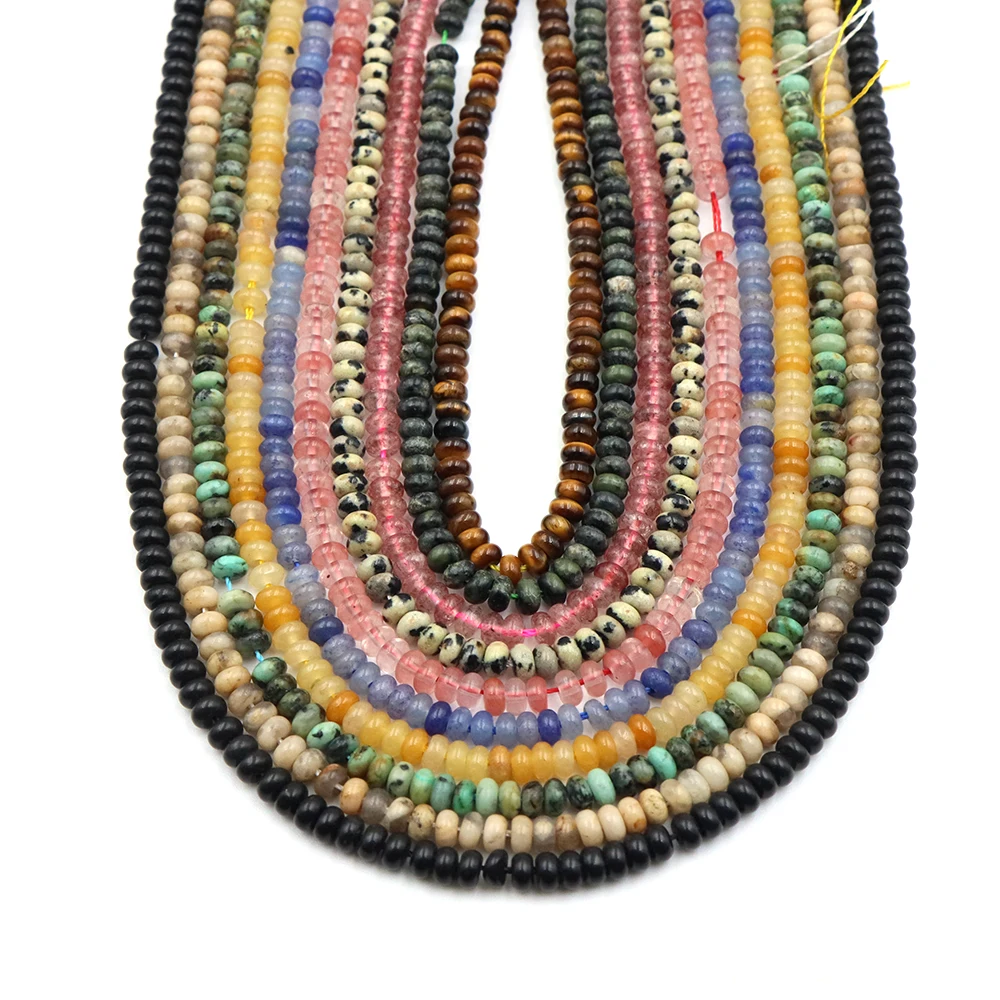 Cuentas de Ágata Natural de 4x2mm, Cristales Curativos, Jade, Cuentas Redondas Planas Sueltas para Hacer Joyería DIY, Pulseras y Suministros