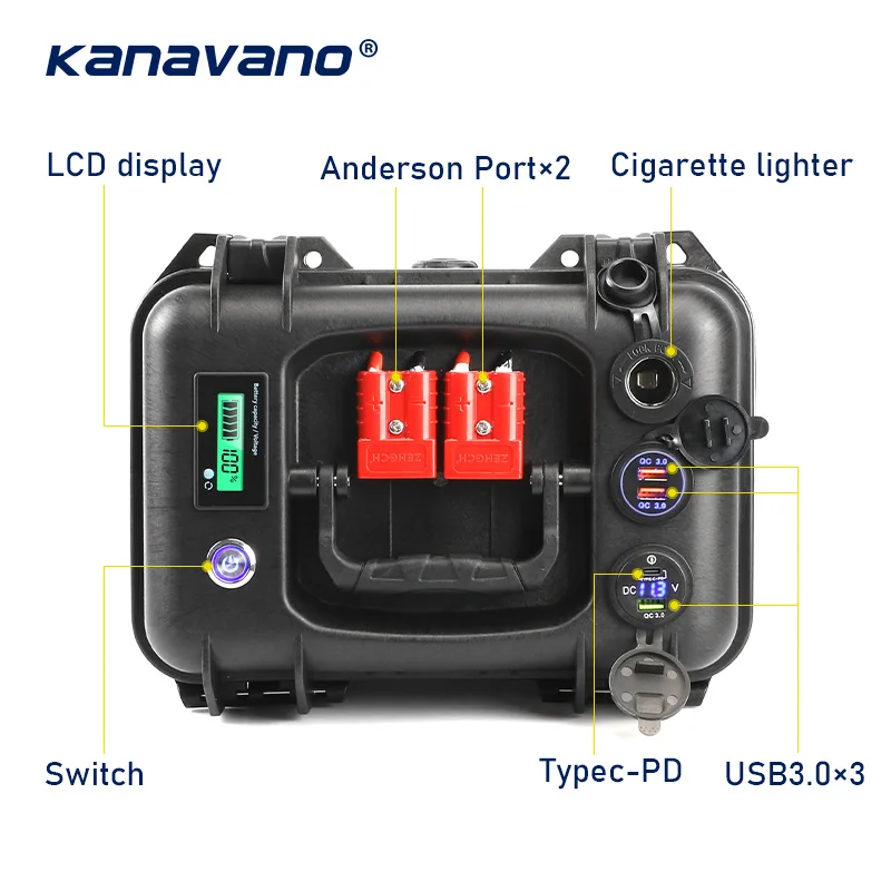 12V 100Ah IP67 Waterproof LiFePO4 Rechargeable Battery Pack Built-in Bluetooth BMS for Trolling Motor Fish Outdoor Camping Solar