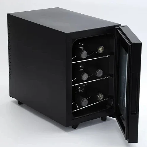 High Quality 13L 6 Bottles Wine Home Use Adjustable Dual Temperature Wine Cabinet With Glass Door