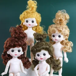 16cm BJD Doll 13 Movable Joints 3D Simulated Eyes Two Hairstyles Nude Body Girl DIY Toy Gift