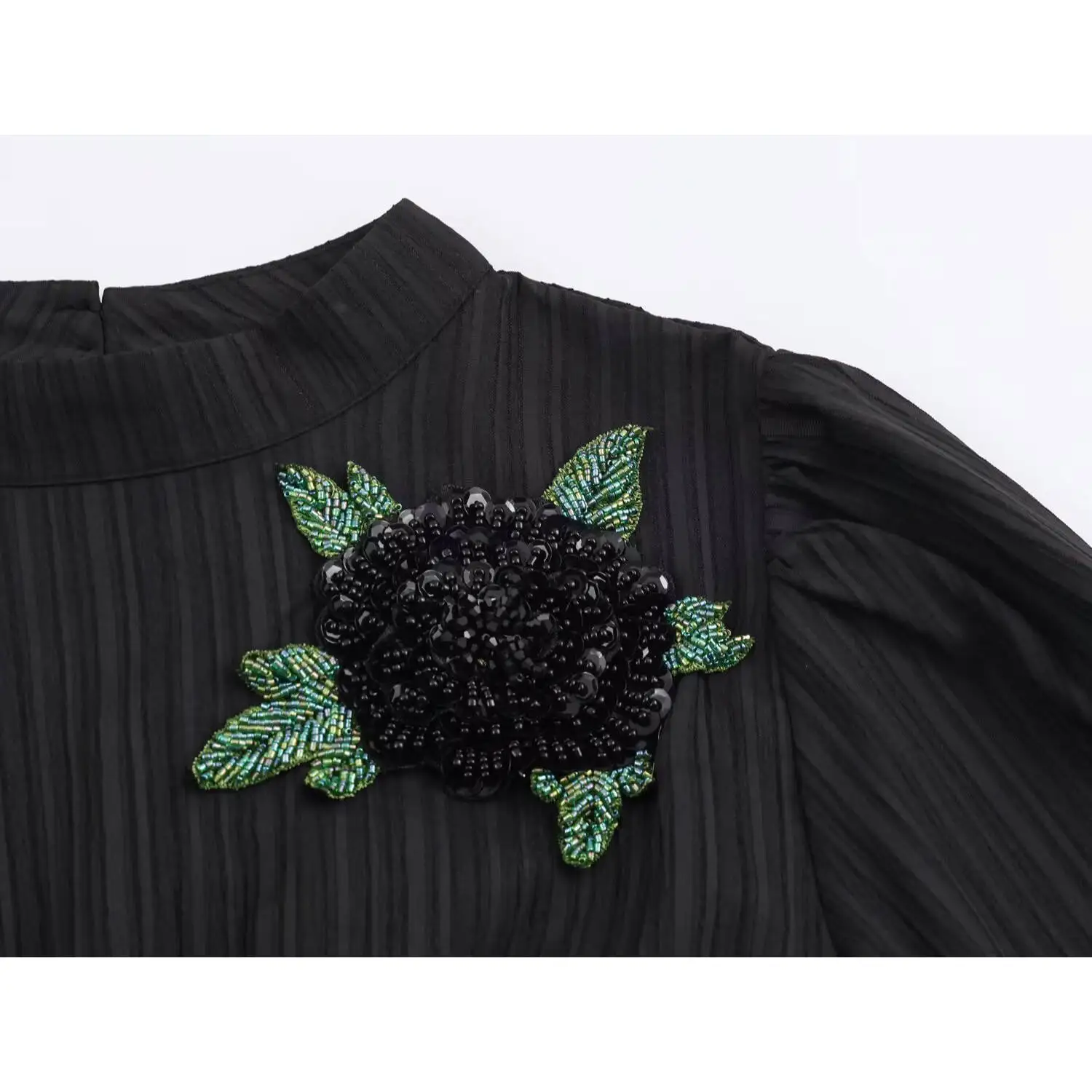 KASLEAD Faionable Street Sle Long Sve Dr décoration florale t-shirt jupe fée dimensionnelle fibre de Polyester trajet Ci