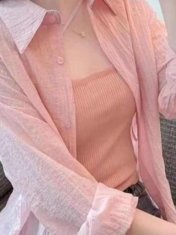 

2026 New Ultra-Fairy Ice Silk Snowflake Women's Outerwear Stripe Thin Cardigan Shirt Jacket Fashionable Casual Style